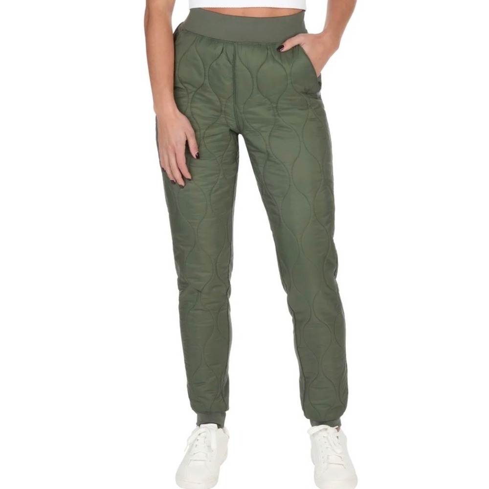 The American Outdoorsman High Rise Quilted Front Joggers Thyme Green Size L